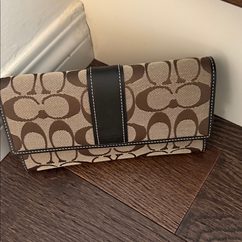 Coach Leather Wallet with Checkbook Holder